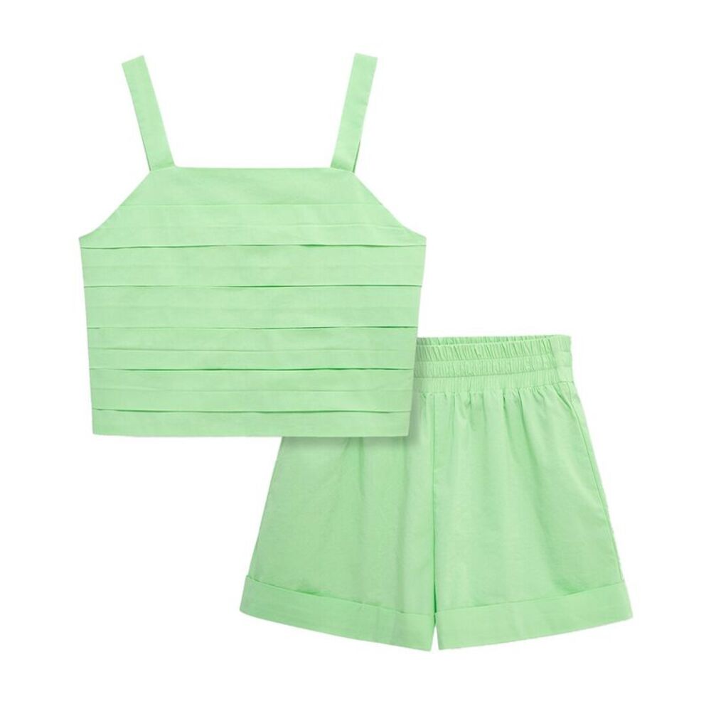 Habitual Girls  Woven Short Set, Green